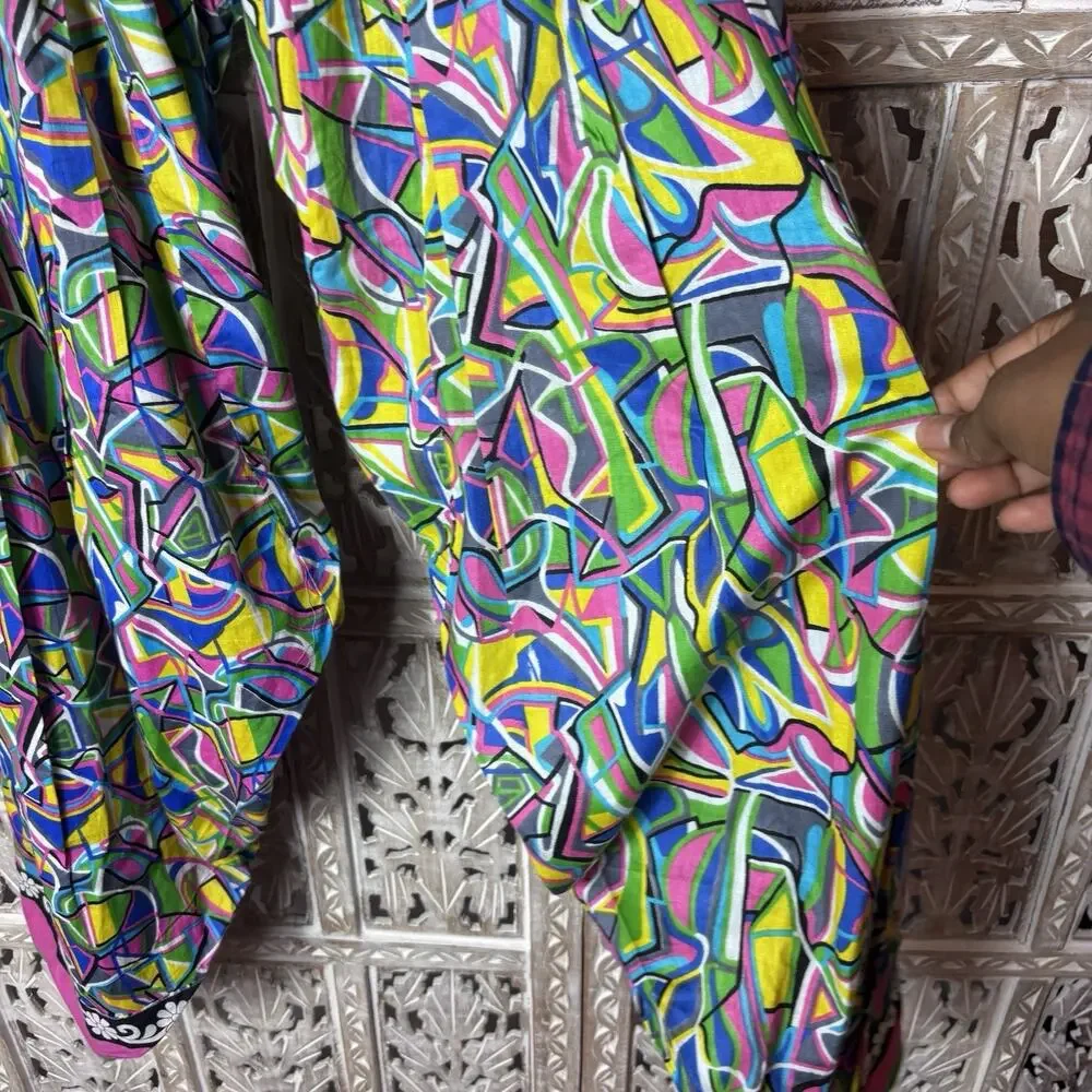 Handmade Boho Balloon Pop Art Print Pants Colorful Vibrant Hippie Harem Festival